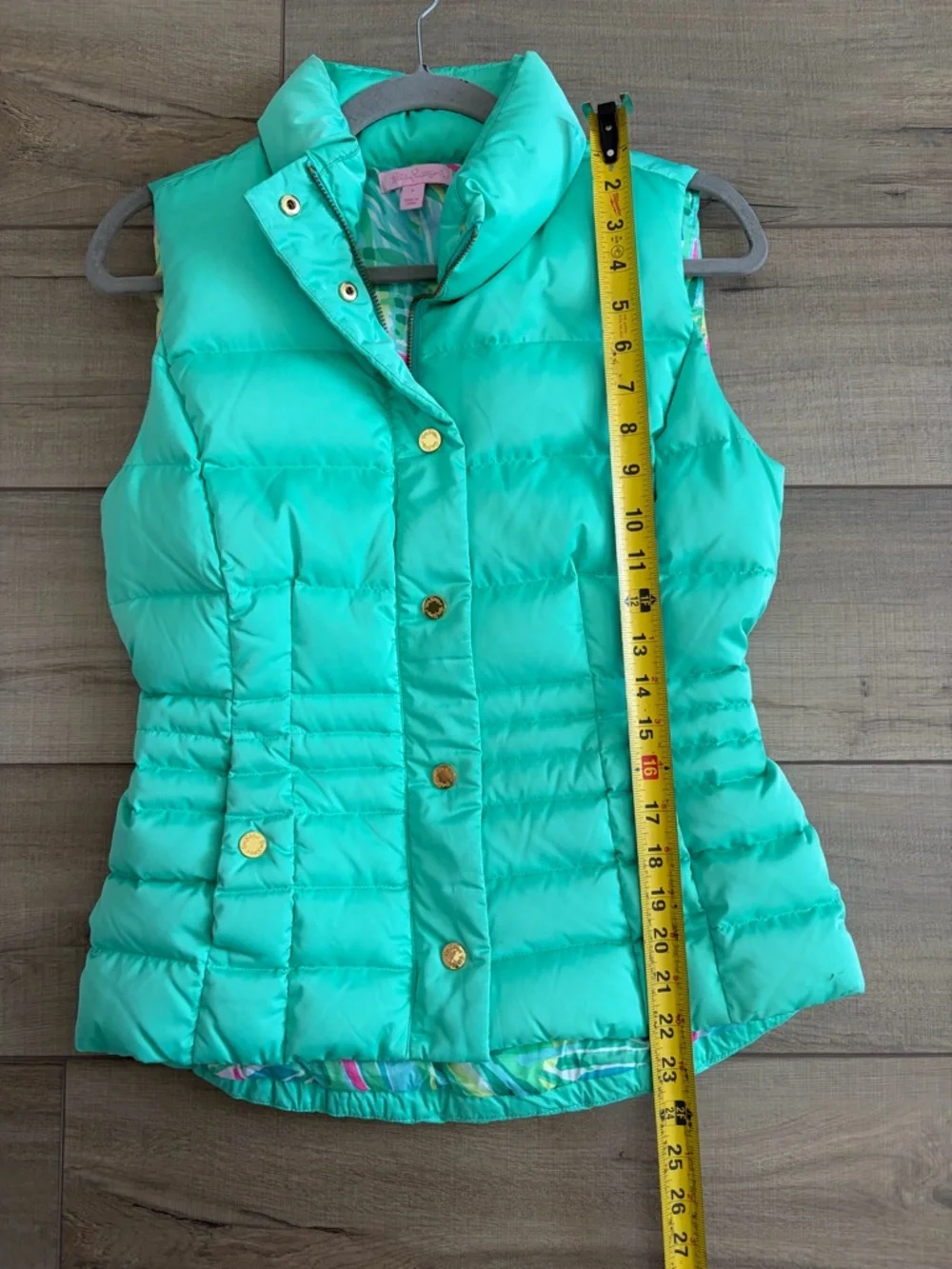 Lilly Pulitzer Isabelle Teal Green Sleeveless Down Filled Puffer Vest S - Picture 8 of 12